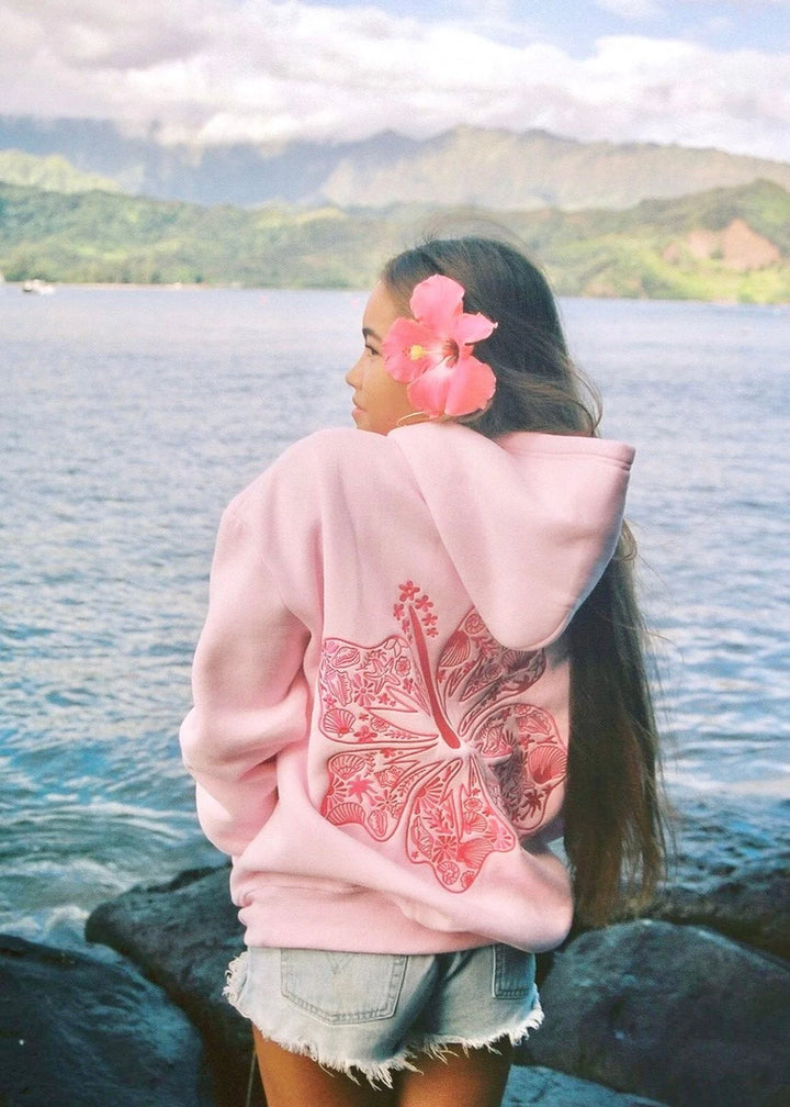 Astryla - Oversized Hibiscus Printed Hoodie