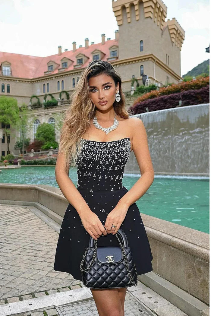 Tamsen - Rhinestone Embellished Strapless Mini Dress