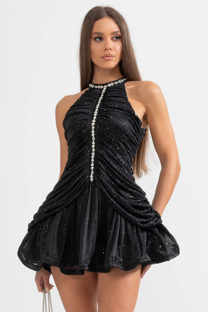 Tiwara - Crystal Details Sparkle Mini Dress