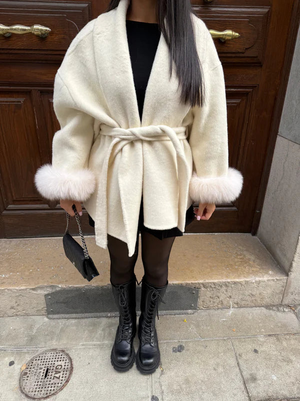 Vaylina - Cozy Fur Cuffs Belt Lux Coat