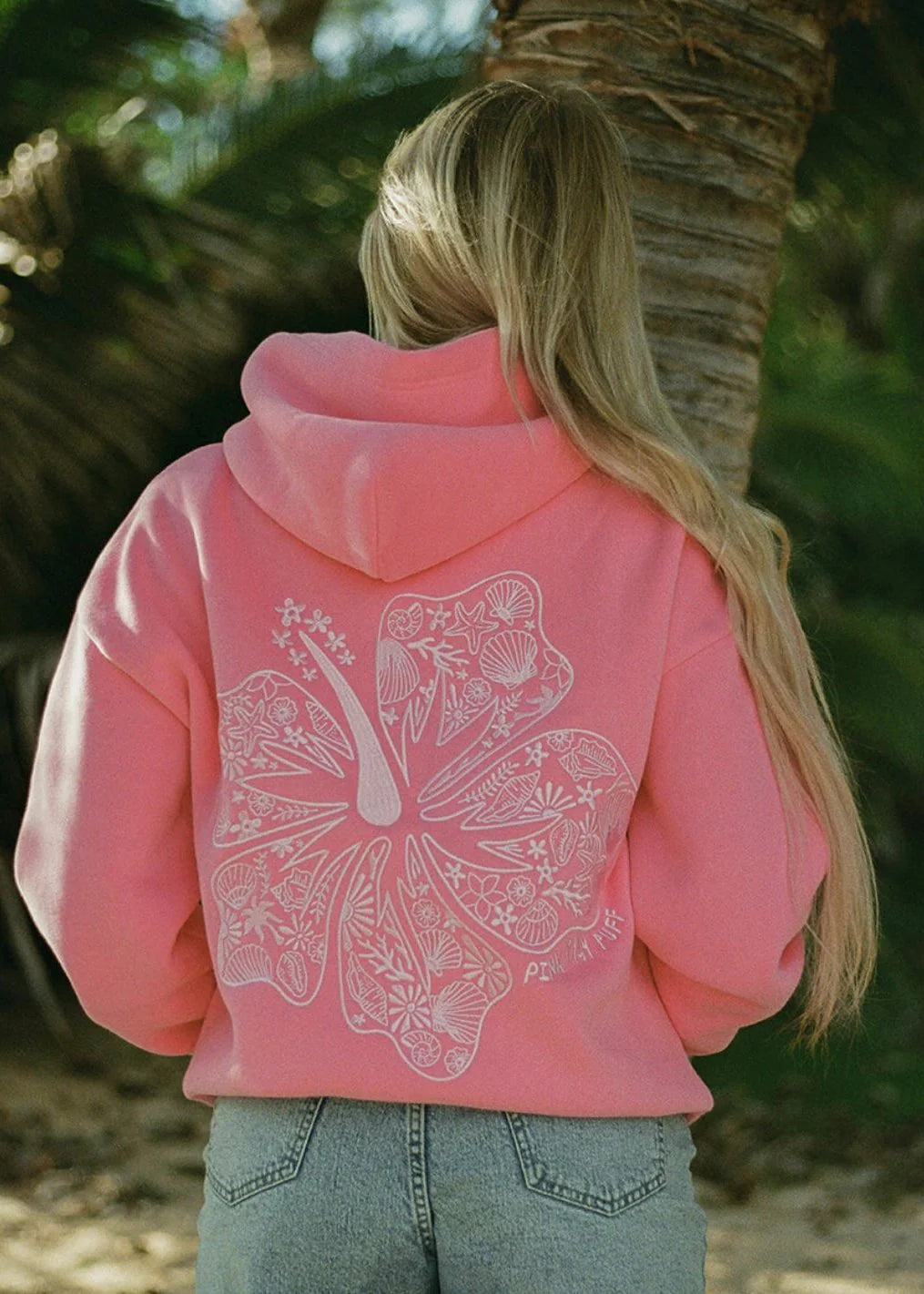 Astryla - Oversized Hibiscus Printed Hoodie