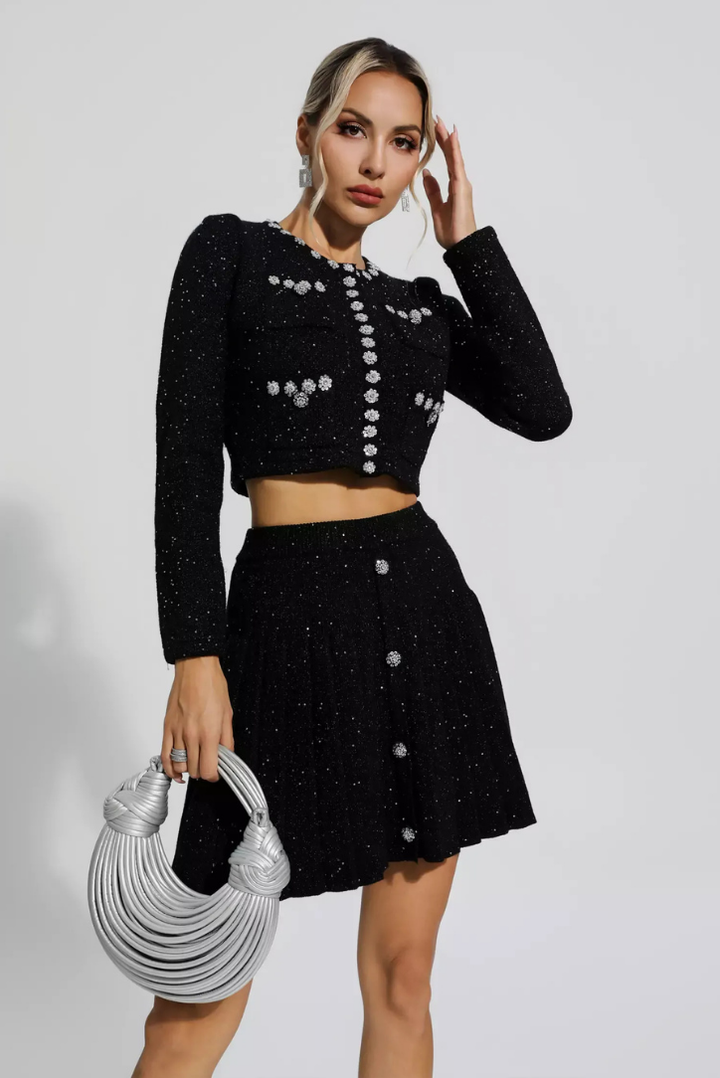 Camrynn - Buttoned-Detailed Top & Skirt Two-Piece Set