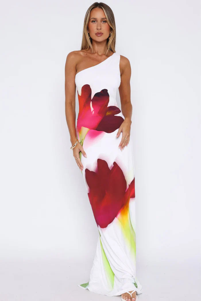 Calindra - One-Shoulder Floral Maxi Dress