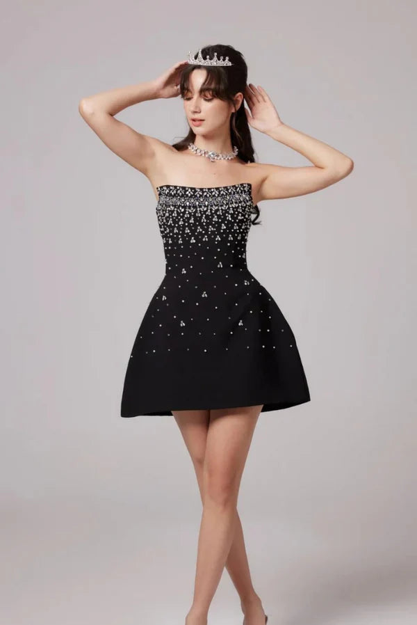 Tamsen - Rhinestone Embellished Strapless Mini Dress