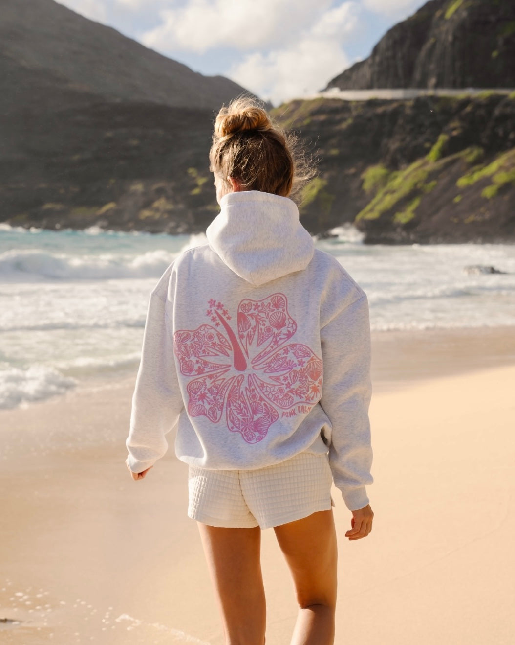 Astryla - Oversized Hibiscus Printed Hoodie