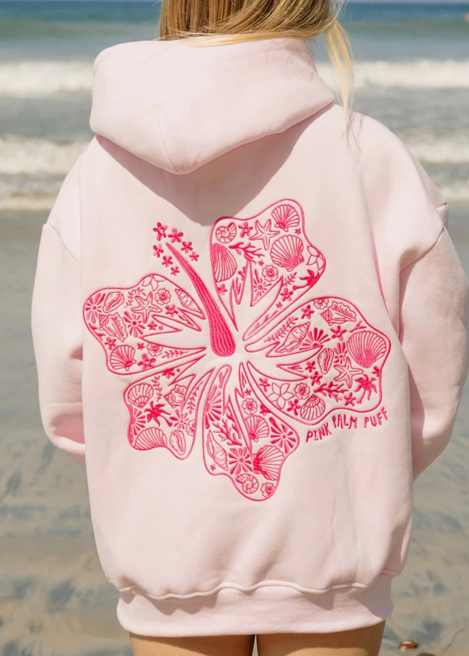 Astryla - Oversized Hibiscus Printed Hoodie