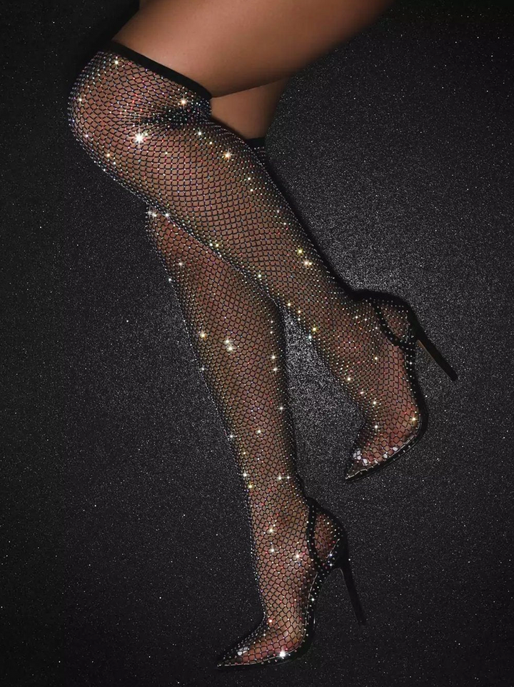 Norielle - Rhinestone & Mesh Pointed Heels