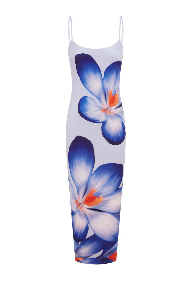 Aeriselle - Lilac Flower Printed Maxi Dress