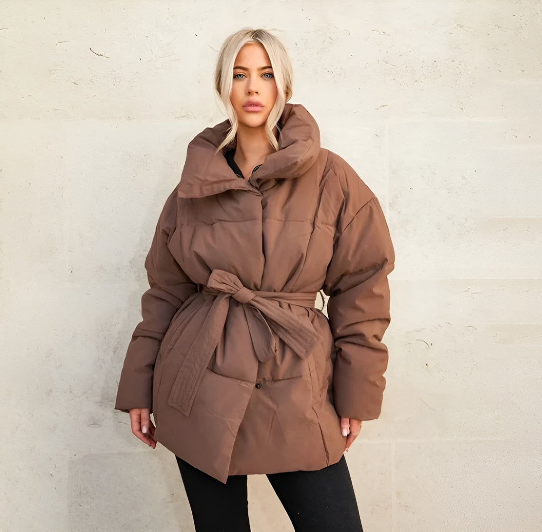 Lyfira - Zipper Puffer Jacket With Belt