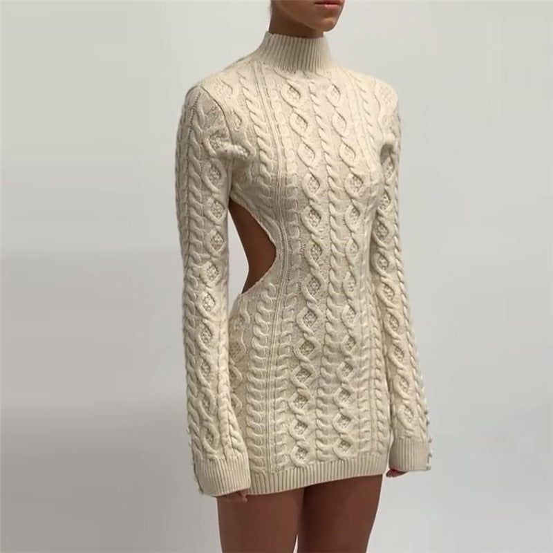 Faelan - Knitted Back Cut-Out Mini Dress