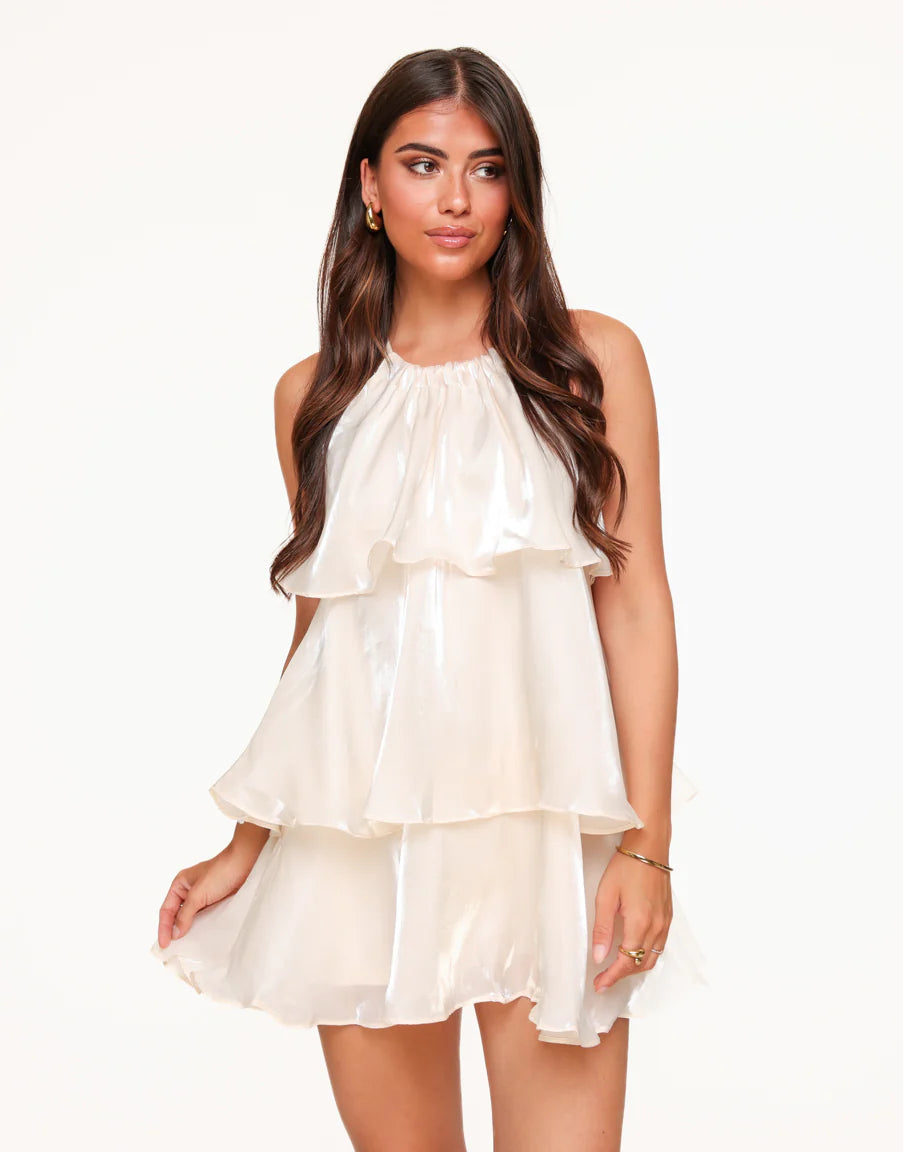 Nyelith - Layered Ruffle Sleeveless Mini Dress