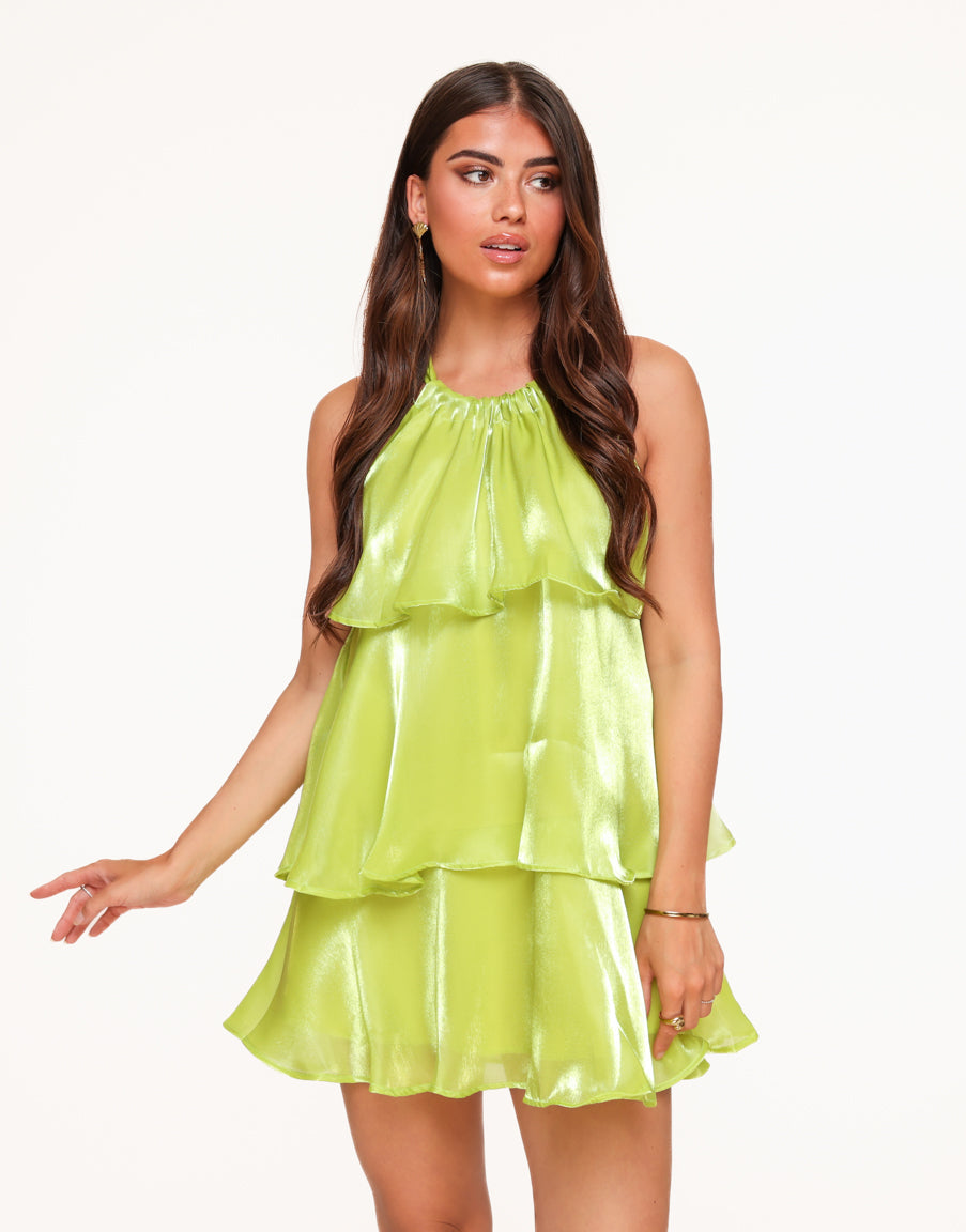 Nyelith - Layered Ruffle Sleeveless Mini Dress