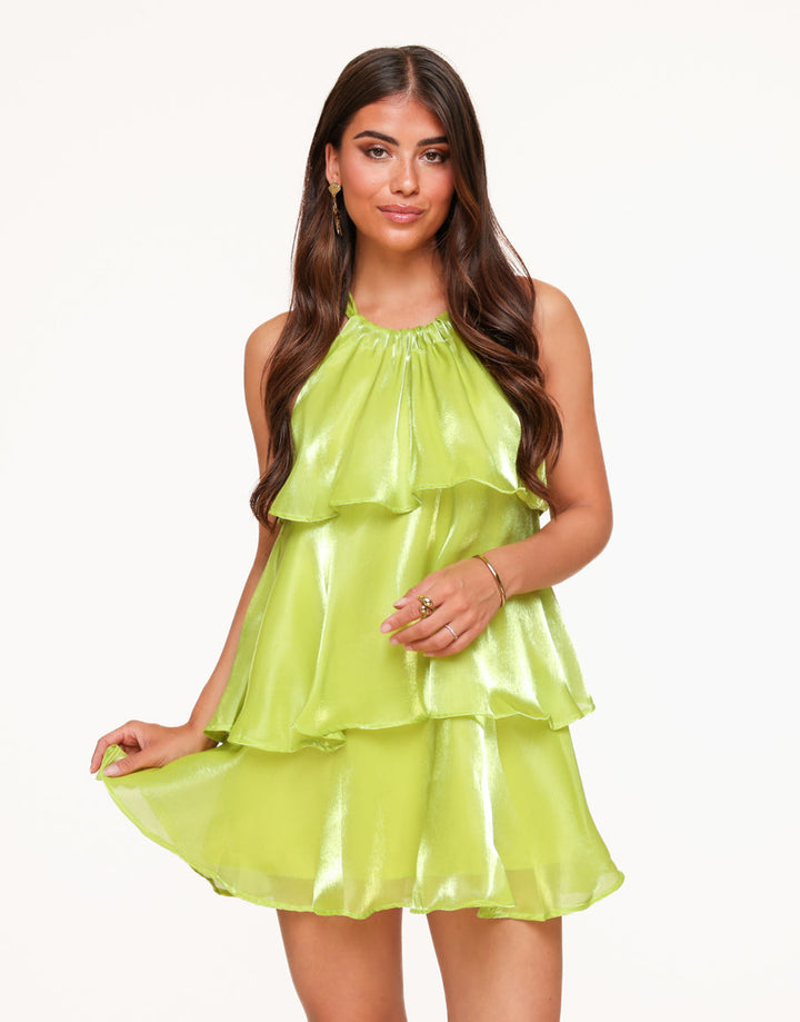 Nyelith - Layered Ruffle Sleeveless Mini Dress