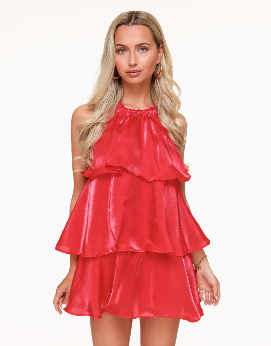 Nyelith - Layered Ruffle Sleeveless Mini Dress