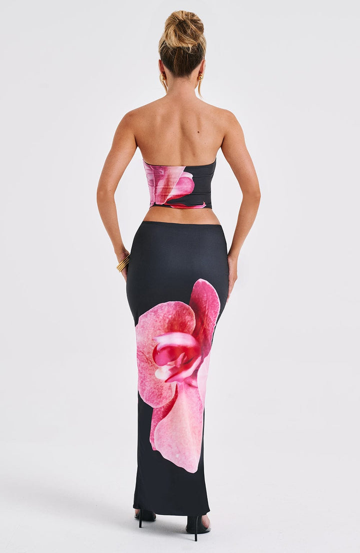 Soliana - Sleeveless Printed Crop-Top & Skirt Two-Piece Set