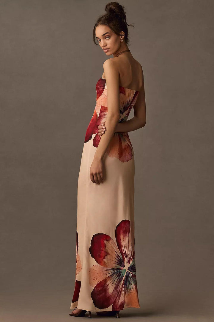 Velyria - Sleeveless Floral Straight Maxi Dress