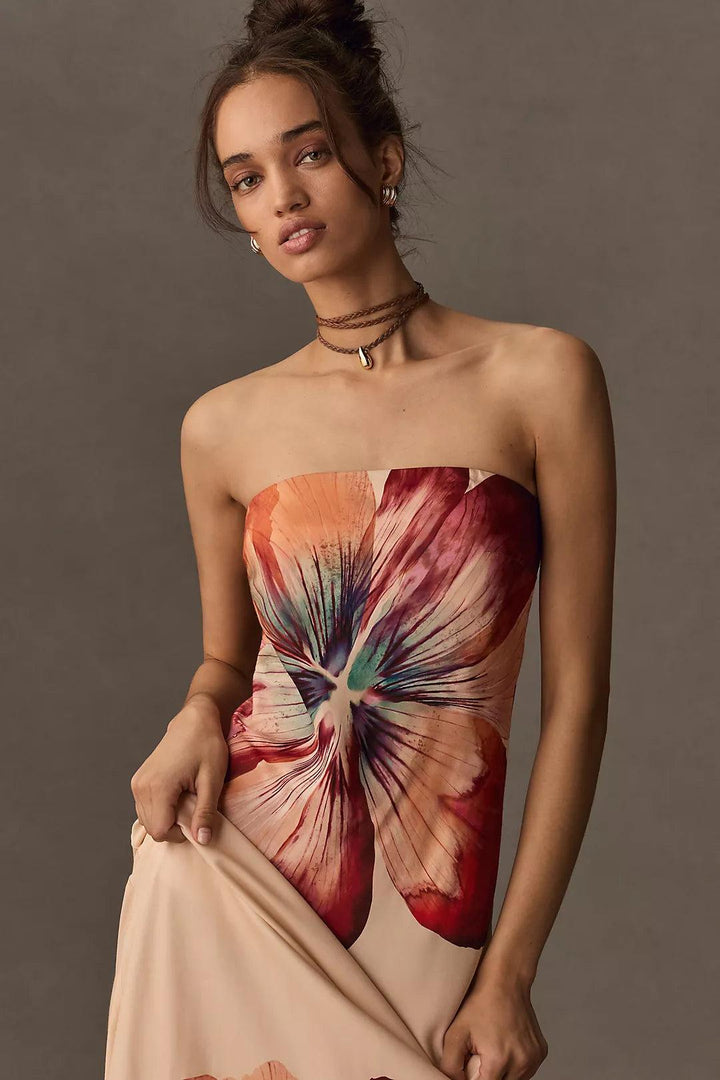 Velyria - Sleeveless Floral Straight Maxi Dress